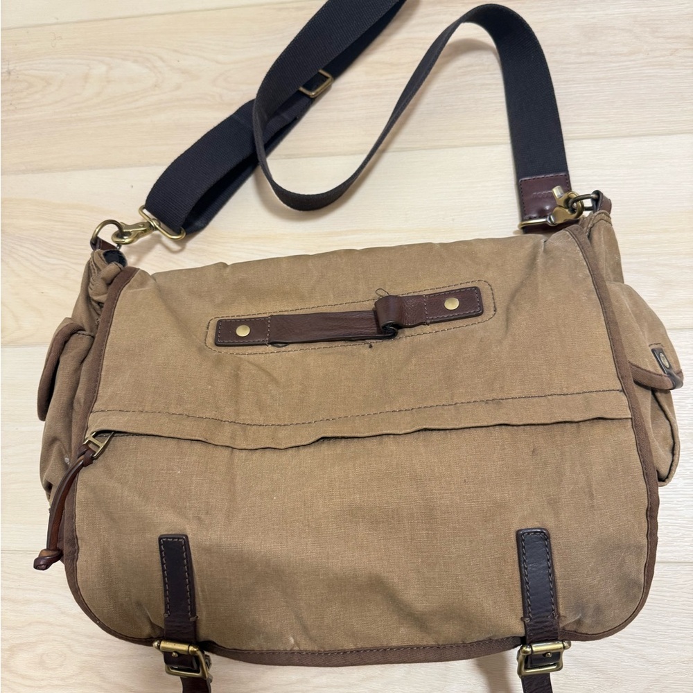 Fossil Brown Canvas Messenger Bag